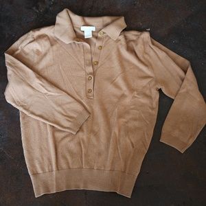 Retro-Inspired Tan Polo Sweater